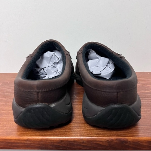 L.L. Bean Men's Pebbled Rugged Dark Brown Leather Comfort Moc Slides NEW 8 Fall - Picture 10 of 13